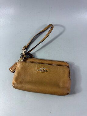 Authentic Coach Double Zip-Around-Corner-Pocket Wristlet